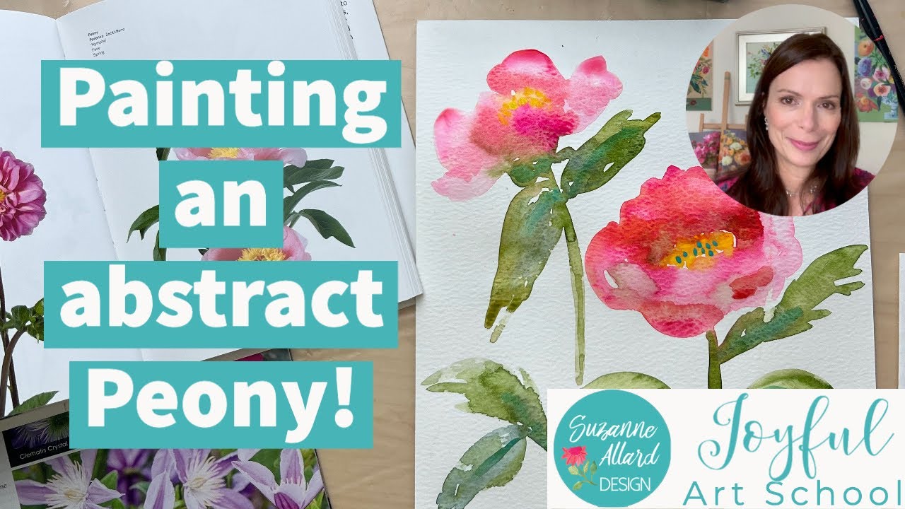 Painting an abstract peony in gouache (or watercolor or acrylic)