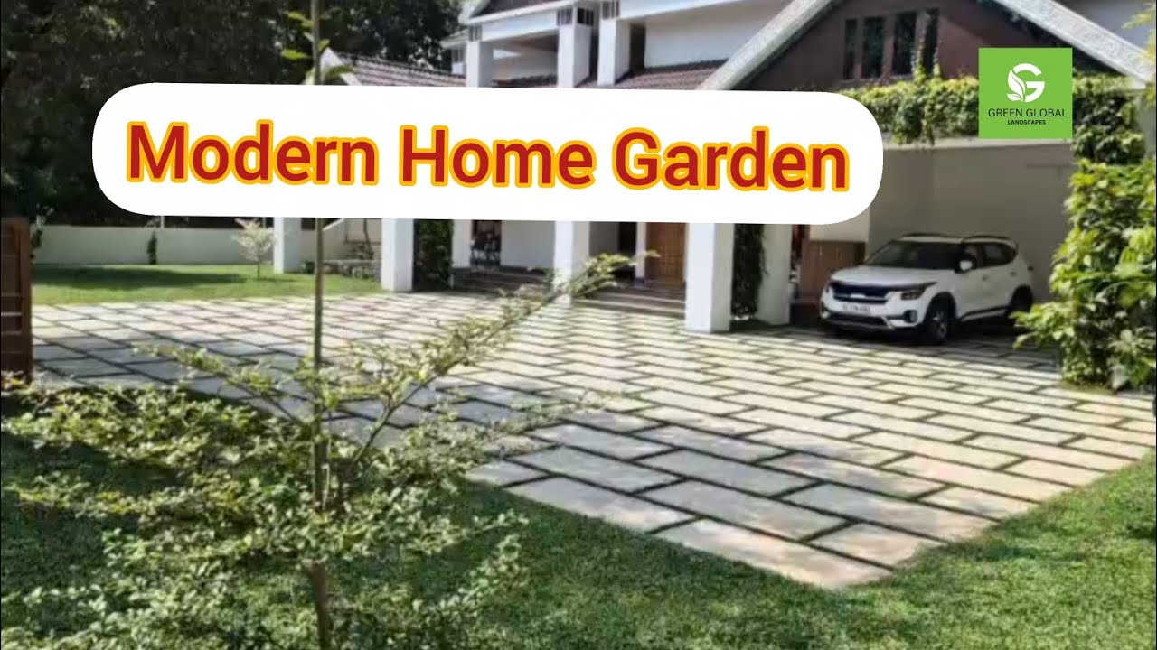 Modern Home Garden Kerala | House Landscape Design | Artificial Grass Lawn