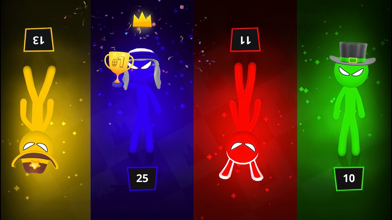 🥇 INSANE Stickman Party Tournament 😱 | 4 Players Mini Games Chaos