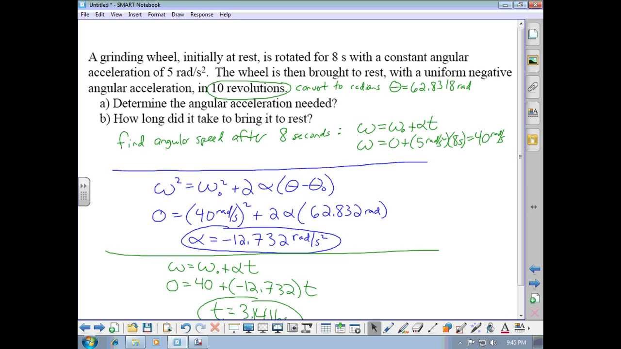 Example Problems Using Rotational Kinematics