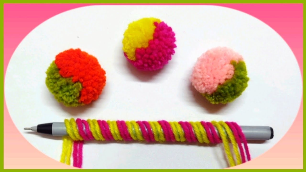 Super Easy Pom Pom Making Ideas with Fork - Hand Embroidery Amazing Trick- Easy Woolen Flower Making