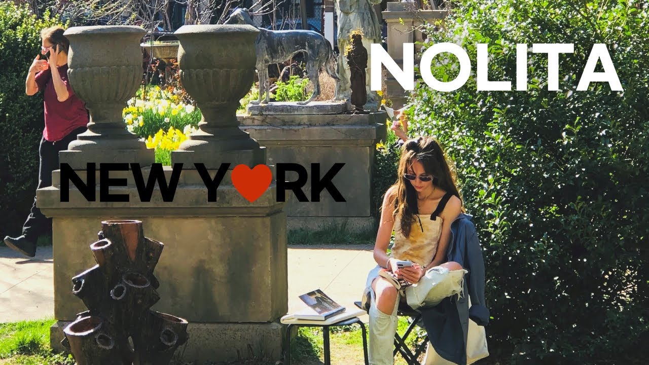 [4K] 🇺🇸NYC Spring Walk/Nolita, Нижний Манхэттен, Элизабет-стрит-гарден, кафе Habana. 6 апреля 2021 г