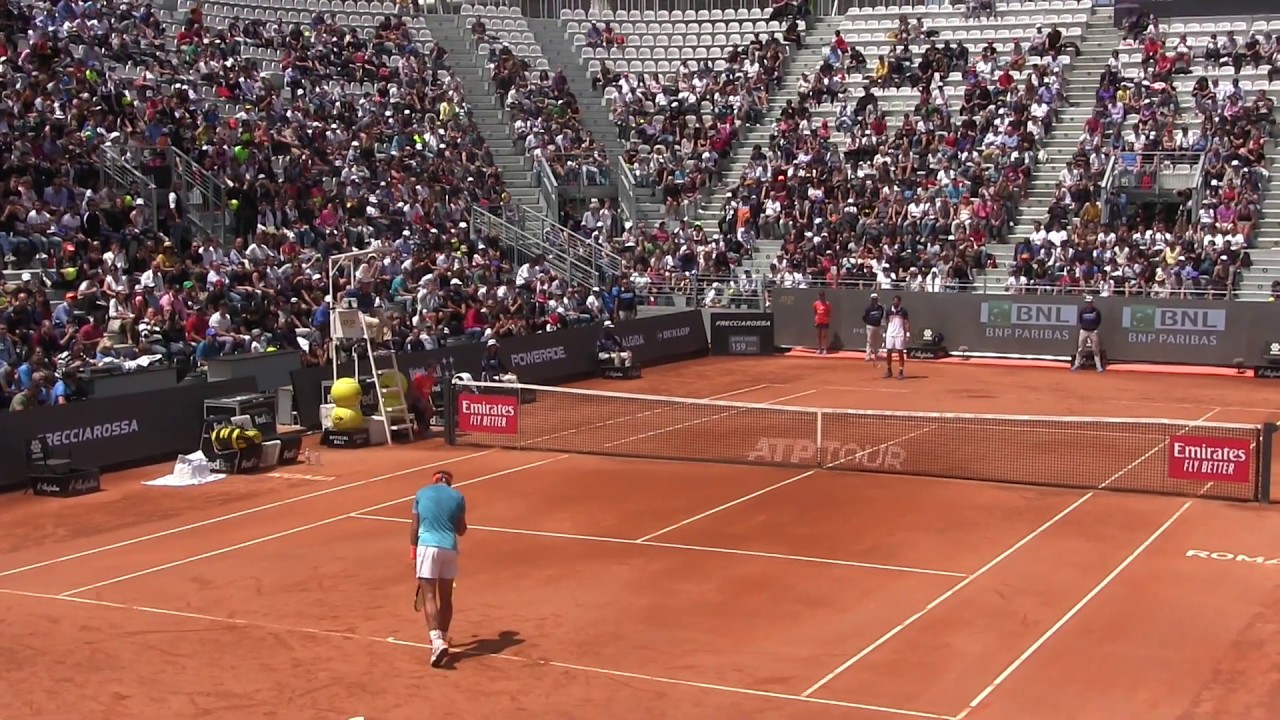 Rafael NADAL - Jérémy CHARDY  ATP Roma COURT LEVEL VIEW
