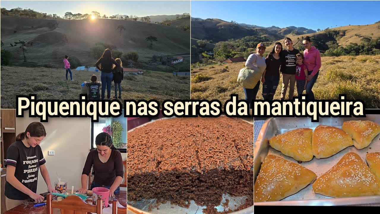 DELÍCIAS PRA UM PIQUENIQUE COM PÔR DO SOL🌞APRECIANDO AS SERRAS DE MINAS/ESFIRRAS+BOLO DE CHOCOLATE.
