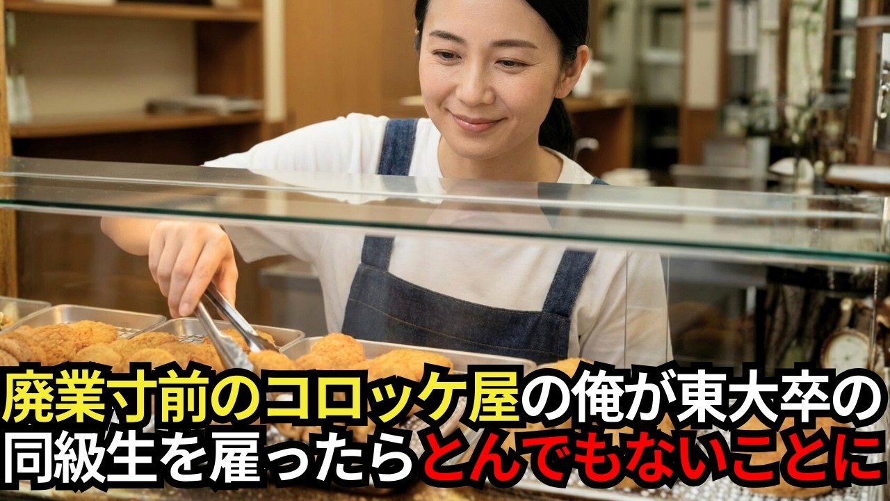 家賃3ヶ月滞納のコロッケ屋を経営する俺。東大卒の同級生が挫折して「私には価値がない…」と自信を失い地元に戻ってきたので雇ったら→廃業寸前のお店がとんでもないことに…【感動する話】