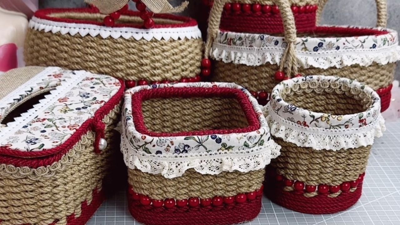 DIY: Jute Rope Idea, How to DIY Basket with Foam Board #diy #handmade #craft