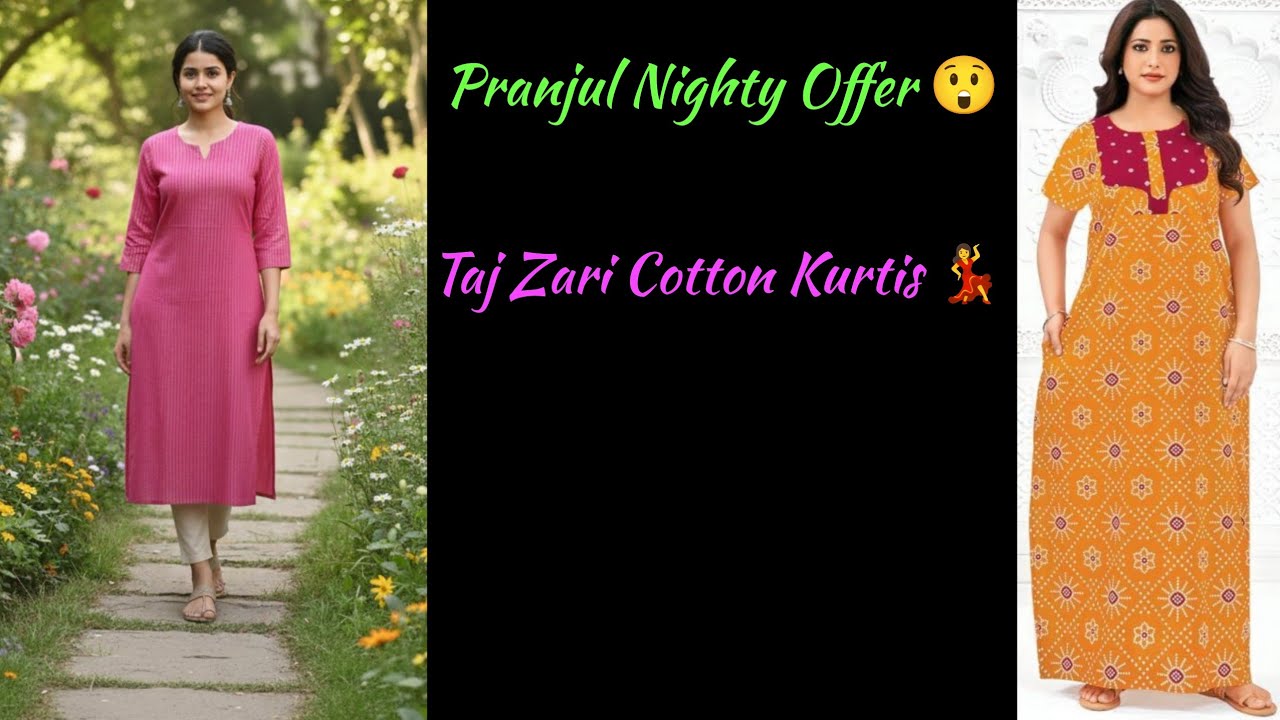 💃😱Taj Zari cotton Kurtis & Pranjul Volume 16 Nighty Offer 😲 Oodi Vanthu Allunga Chellakutties 🥳🤗🎊