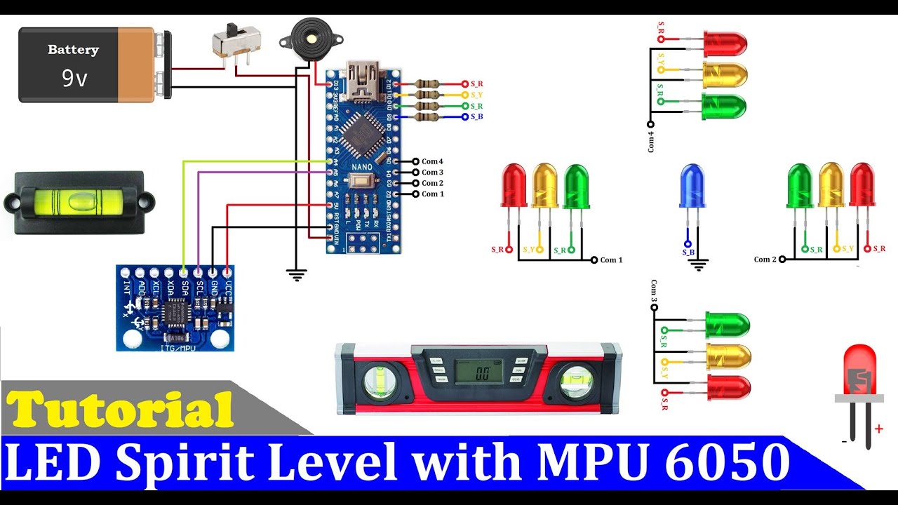 How to make a LED Spirit Level using Arduino and MPU6050 |  LED Spirit Level