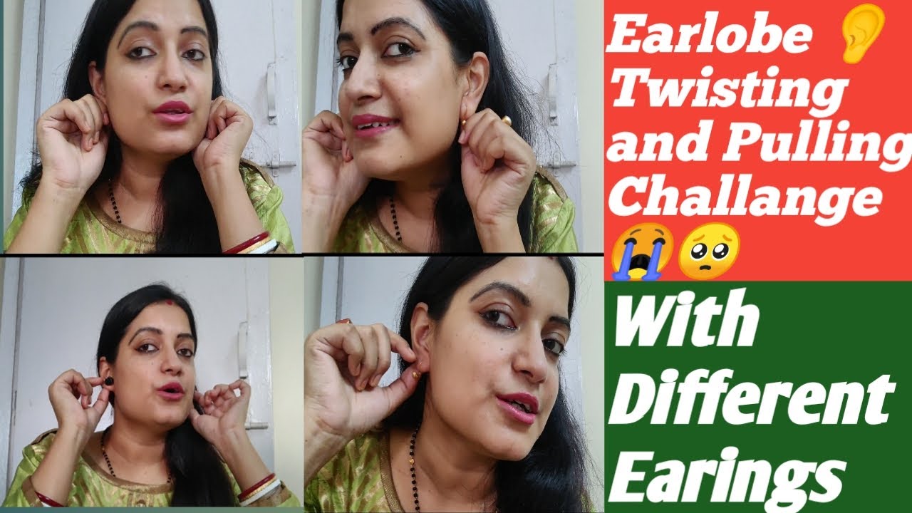 Earlobe Pulling and Twisting Challenge with Different Earring || Funny Video / EARLOBE PULLING