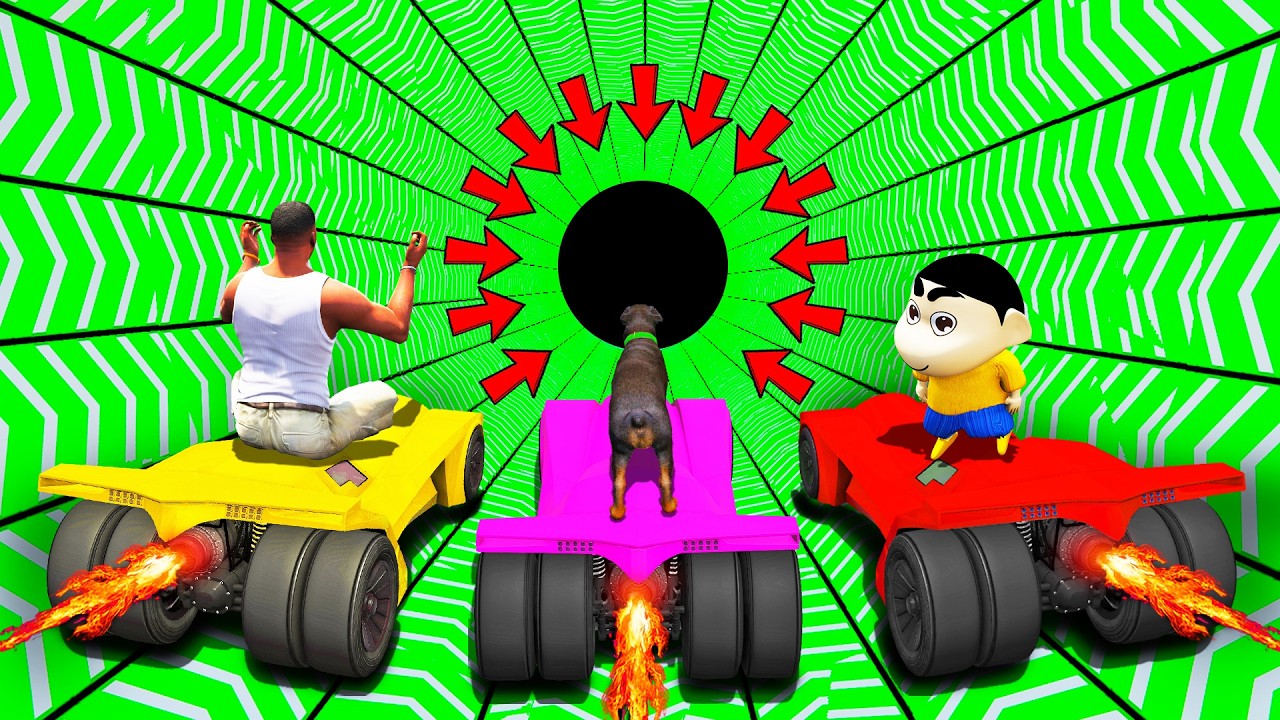 SHINCHAN AND FRANKLIN TRIED THE IMPOSSIBLE GIANT SPEED BOOSTER TUNNEL PARKOUR CHALLENGE GTA 5