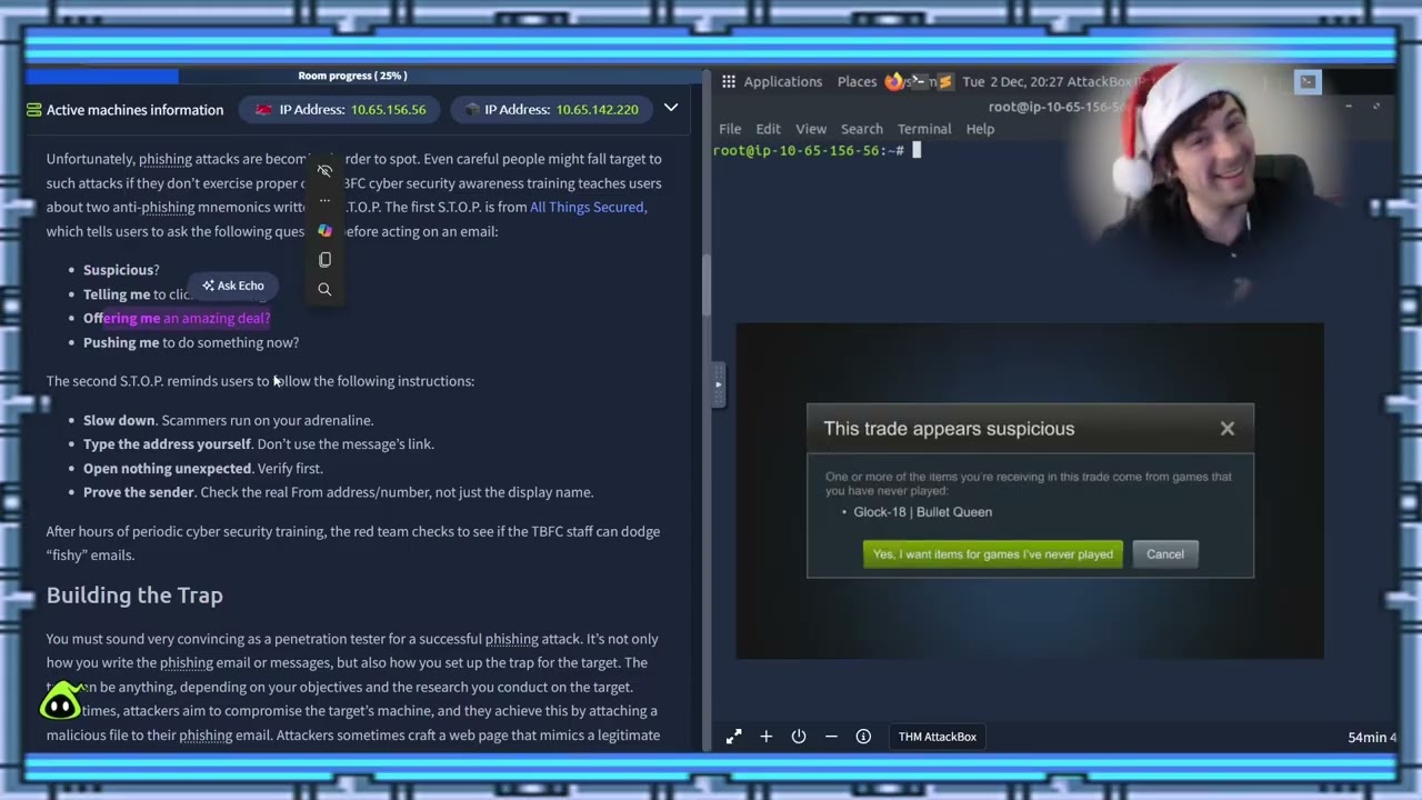 TryHackMe Advent of Cyber 2025 Day 2 Phishing - Merry Clickmas