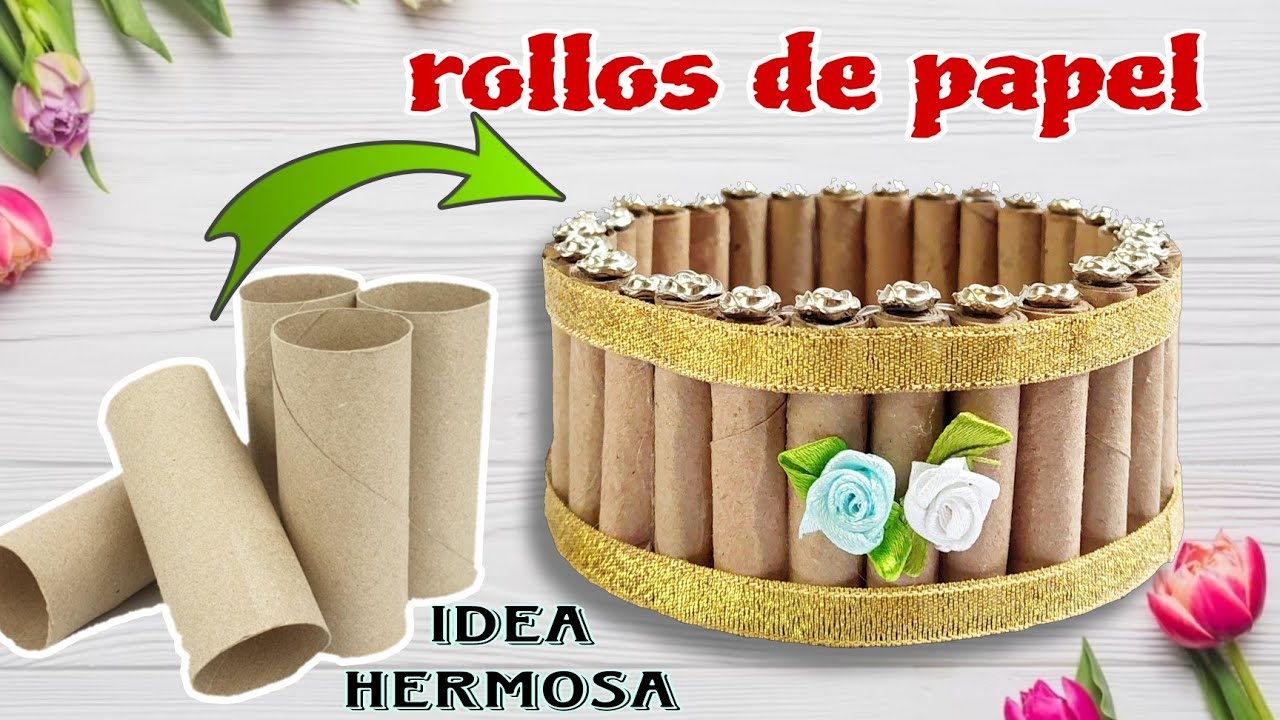 HERMOSAS IDEAS de reciclaje cesta con rollos de papel higiénico 💖