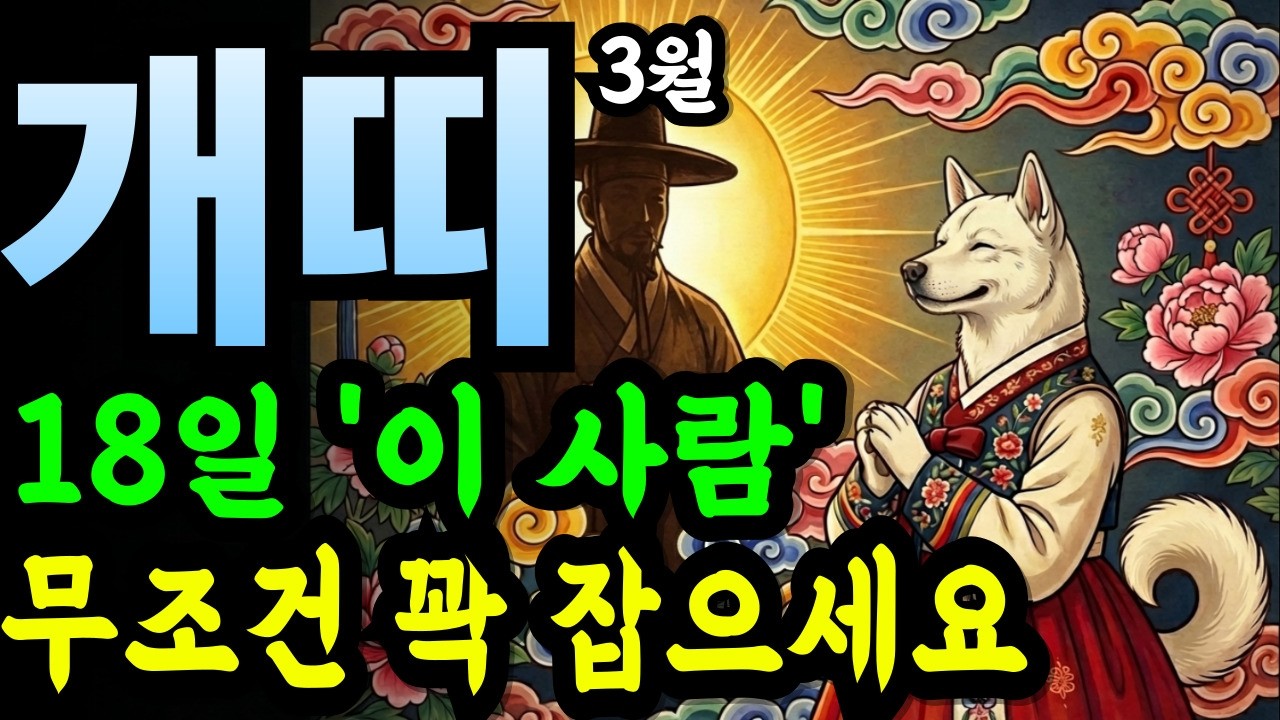 개띠분들, 3월 18일 다가오는 '이 사람' 무조건 꽉 잡으세요! 거절 못해 피 말리던 호구 인생 끝나고 억만금 터집니다 (82·70·58·46년생)