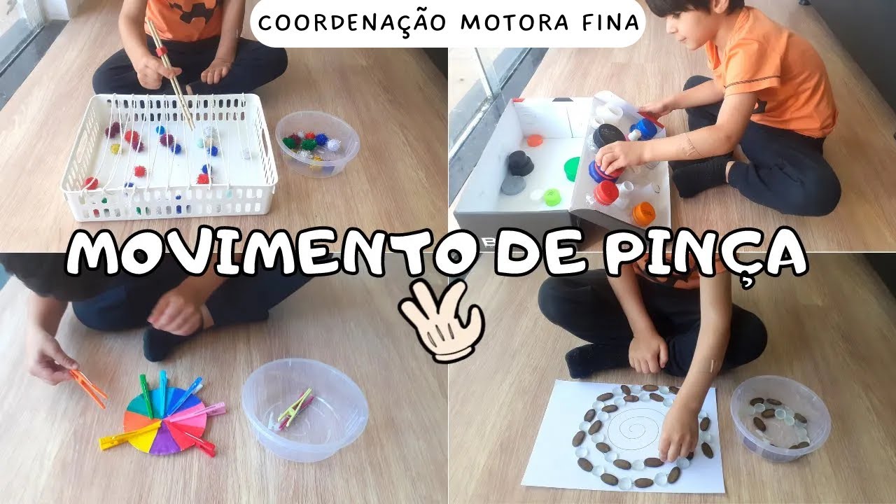 Atividade Coordenação Motora Fina MONTESSORI EM CASA  ATIVIDADES PARA TRABALHAR O MOVIMENTO DE PINÇA