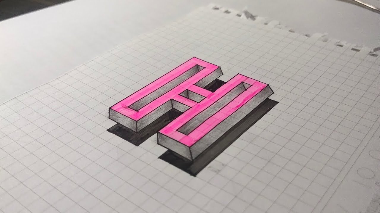 How to Draw a 3D Letter H in Paper (Easy Trick Art) 