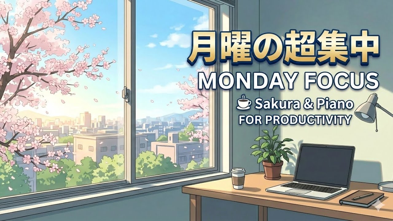 Monday Morning Focus 🌸 桜とピアノの超集中BGM｜月曜日の脳をリセットして没頭する1時間 [Lofi Study]