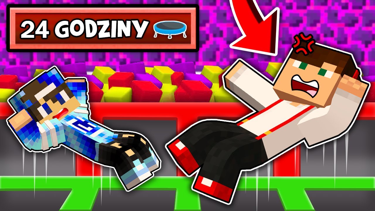SPĘDZAMY 24 GODZINY W PARKU TRAMPOLIN W MIENCRAFT?! GPLAY & LAKI