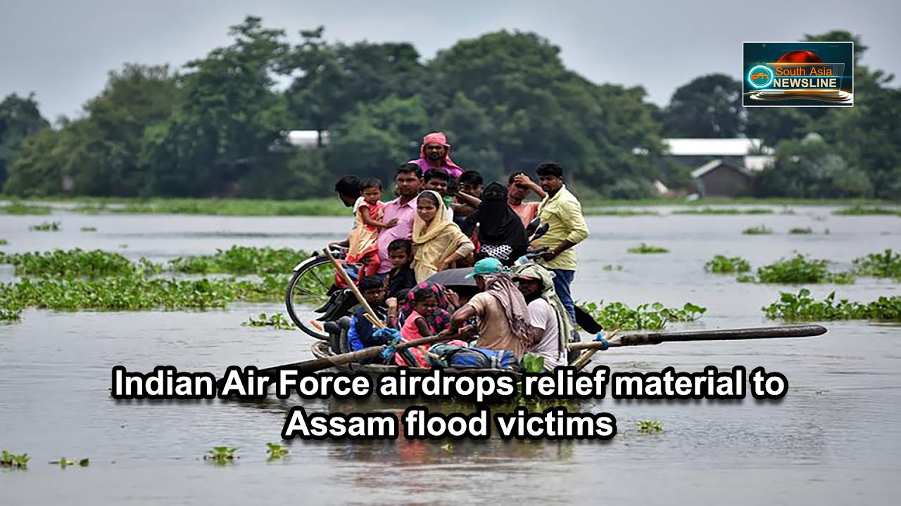 Indian Air Force airdrops relief material to Assam flood victims