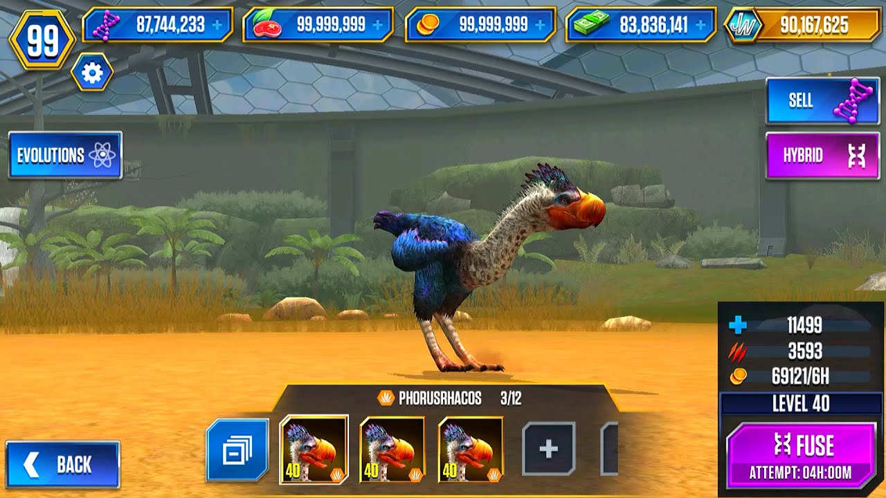 UNLOCK PHORUSRHACOS MAX X3 LEVEL 40 | JURASSIC WORLD THE GAME