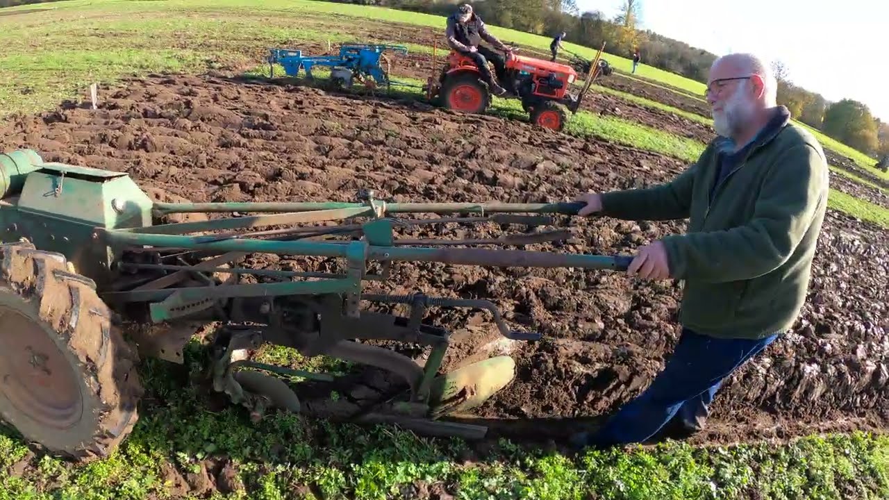 1948 Trusty 600cc Single Cylinder Petrol Pedestrian 2 Wheeled Tractor Plough (10 HP) BDVPS Ploughing