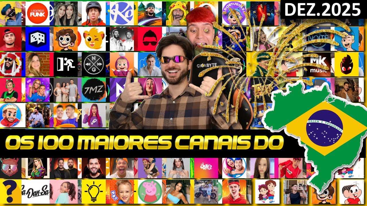 OS MAIORES CANAIS DO YouTube Brasil 2025 (DEZ/2025 &rarr; JAN/2026)