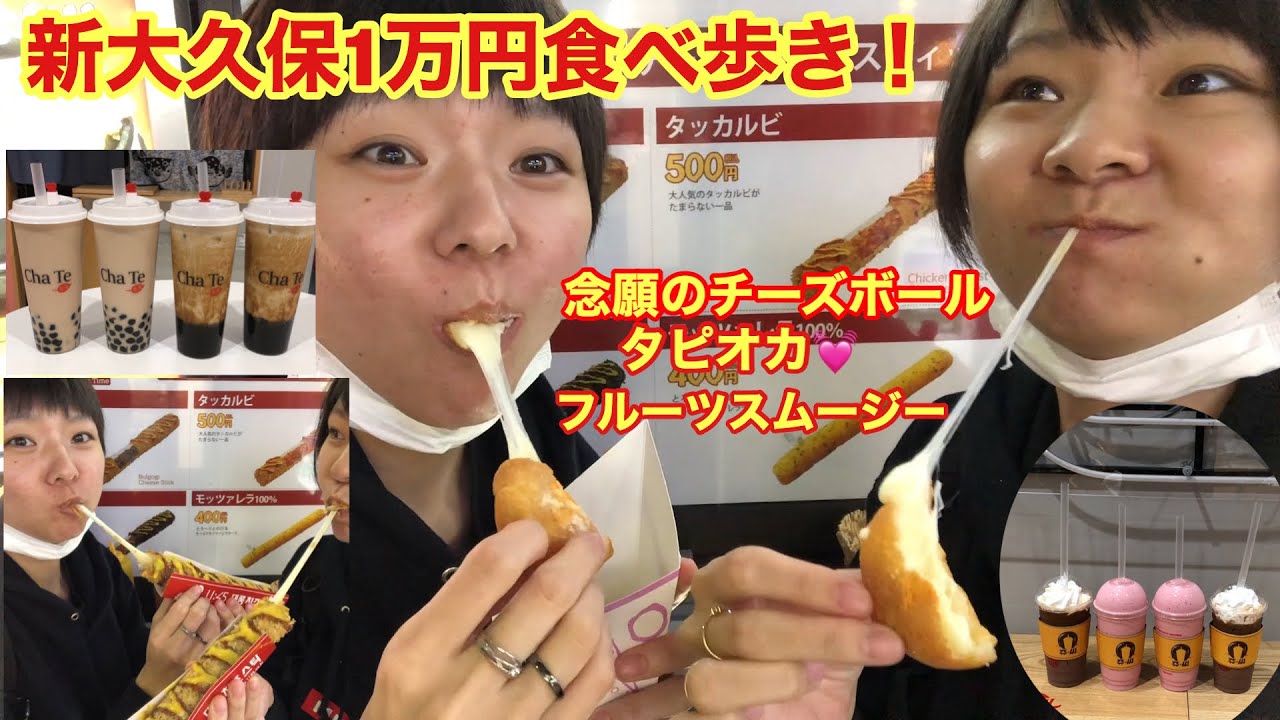 【新大久保で１万円食べ歩き】久しぶりに新大久保に行って食べ歩きをしてきました！【大食い】【双子】
