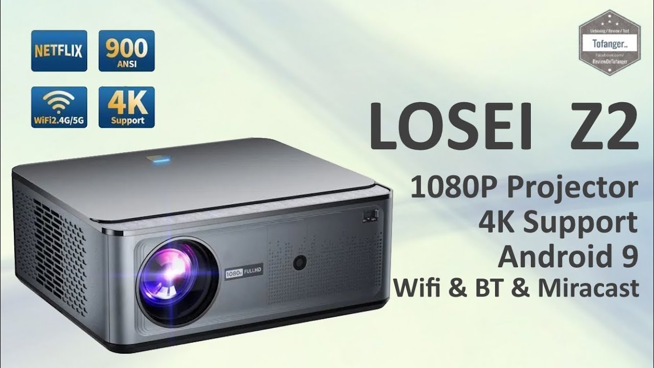 Видеопроектор LOSEI Z2 1080P с поддержкой 4K &mdash; Android9 &mdash; Wi-Fi, BT, Miracast &mdash; 900ANSI люмен