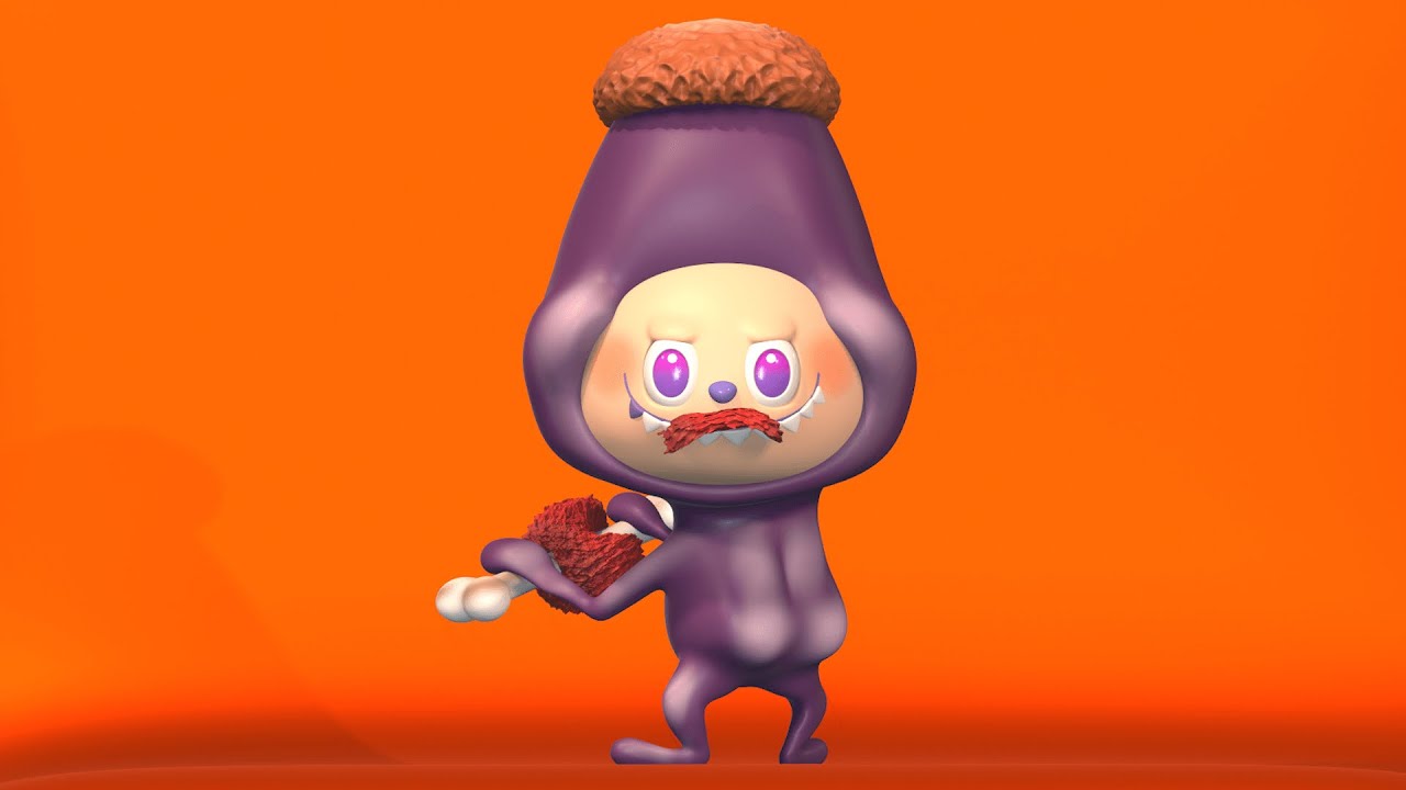 ヒトリハゲガシラLABUBU作ってみたらラブブも肉モッパンしてて可愛すぎた【こびとづかん】【ヒトリハゲガシラ】【LABUBU】【THE MONSTERS】