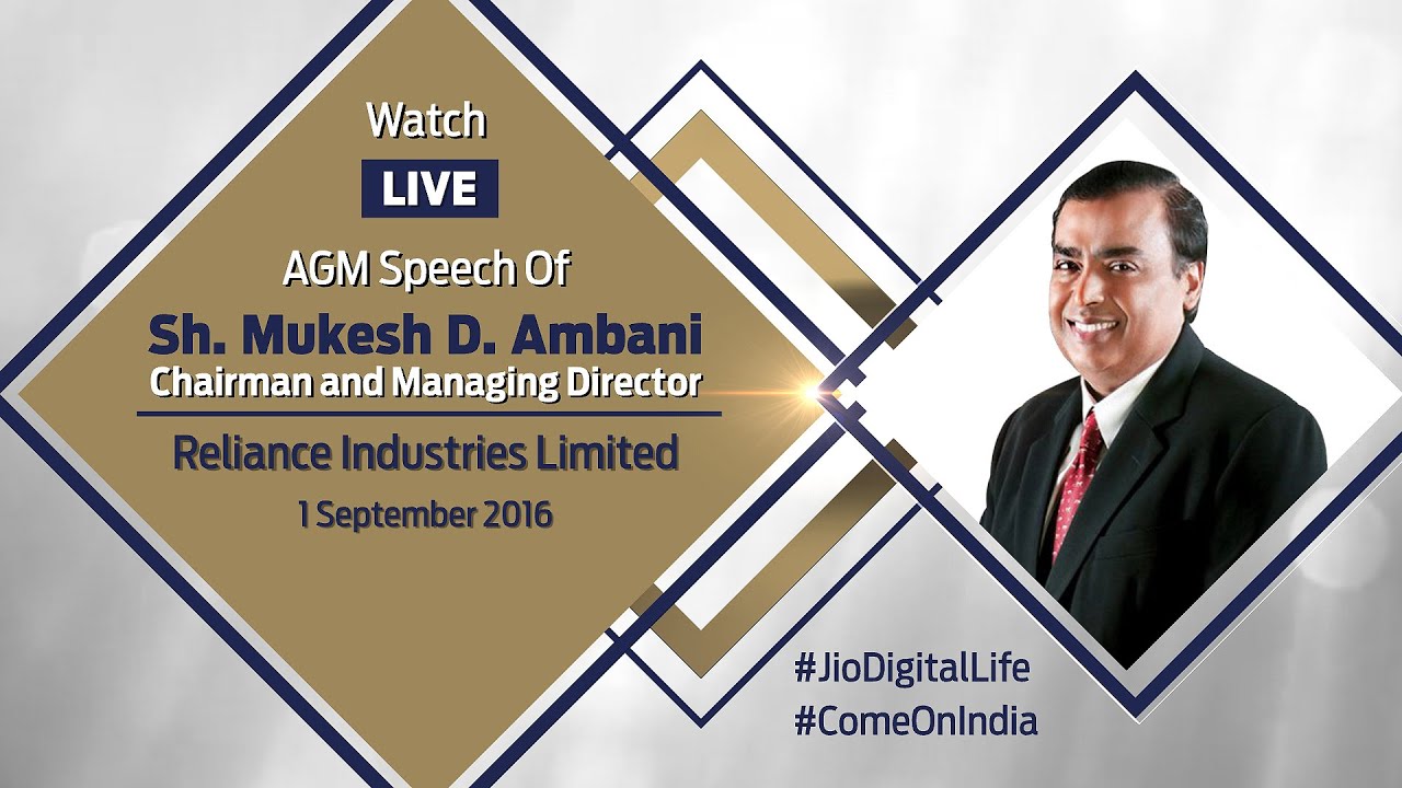 Shri Mukesh D. Ambani, CMD of RIL, speaking at the company&rsquo;s AGM.