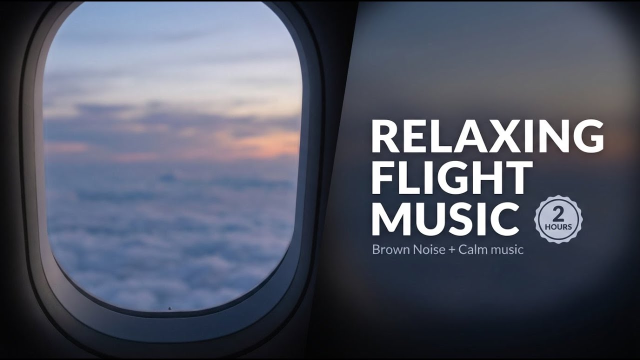 2 Hours Flight Focus Music | Brown Noise + Calm Ambient Sound No Ads, No Voice