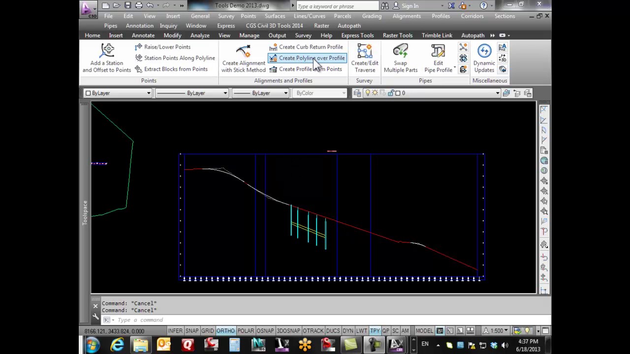 CGS Civil 3D Tools - Create Polyline over Profile