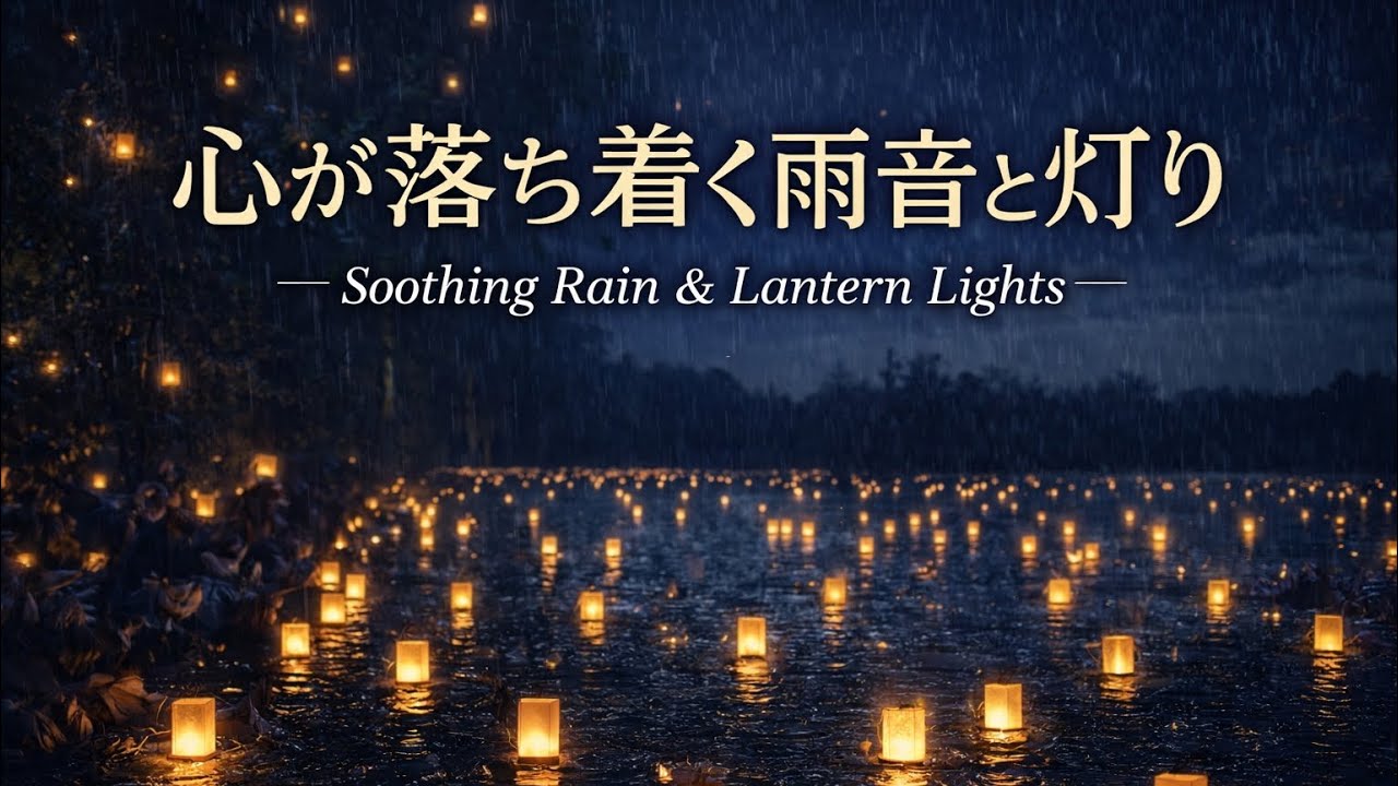 静かな夜に漂う灯りと雨音｜心が落ち着く癒しの水辺サウンド | Rain & Floating Lanterns for Deep Relaxation