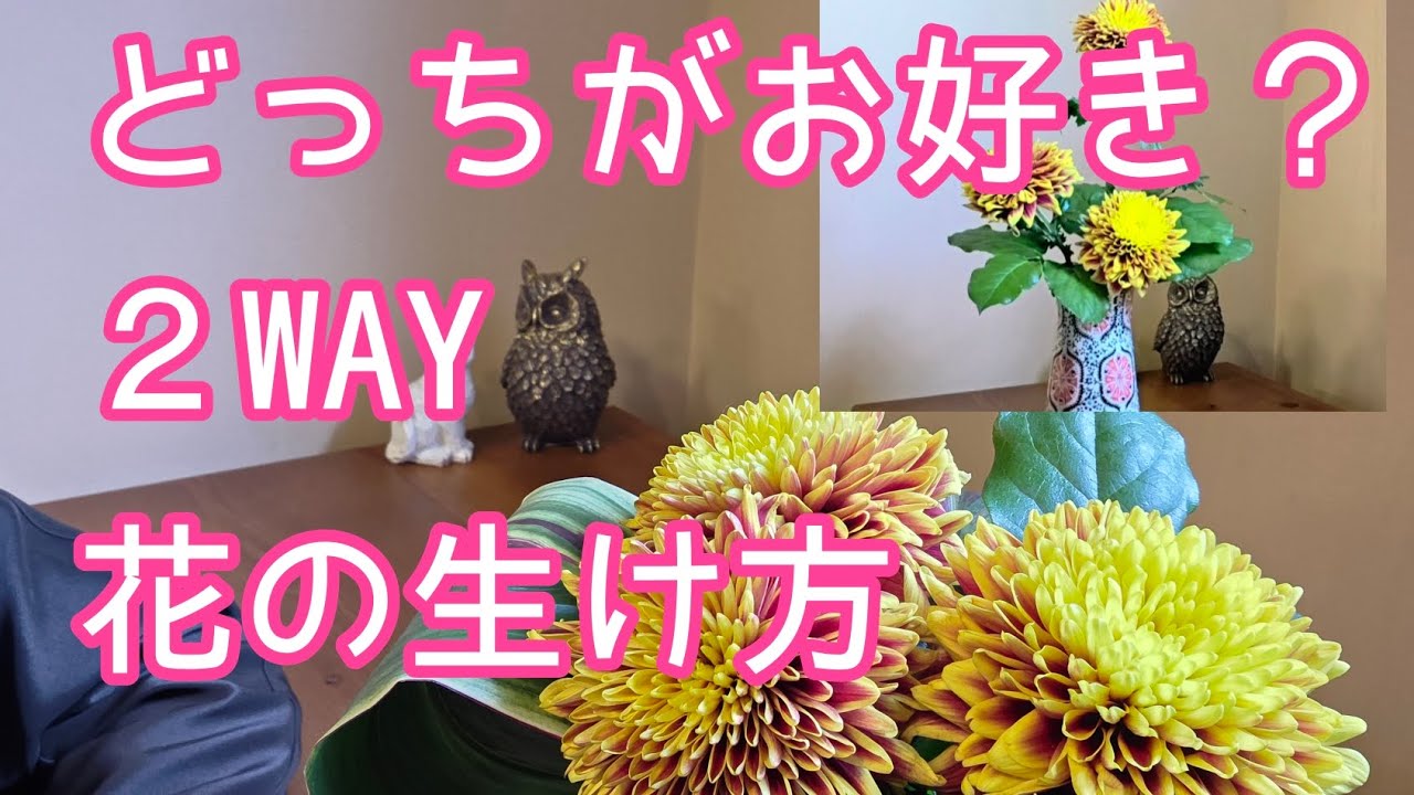 どっちがお好き？同じ花で２種類の生け方をやってみた。
