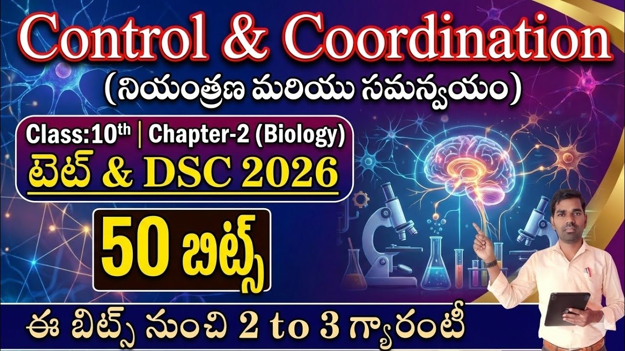 Top 50 Bits: Control and Coordination Class 10 Biology for AP/TS DSC & TET