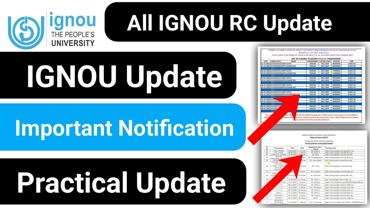 IGNOU Important Notification | IGNOU Update Today | IGNOU Practical Exam Schedule Dec 2025