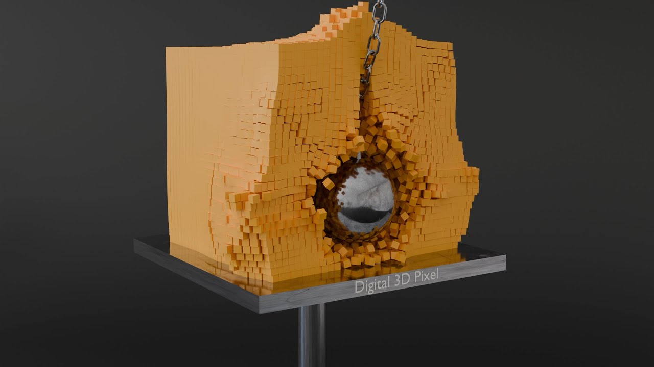 Satisfying 3D Physics Animation | Heavy Metal Ball Smashes Cube into Pieces