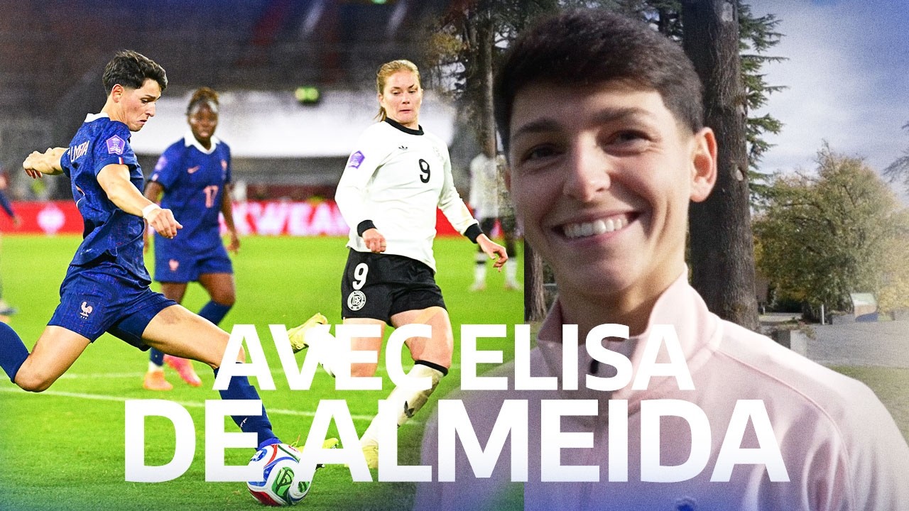 Avec Elisa de Almeida, avant France-Allemagne (demi-finale retour, Ligue des Nations)