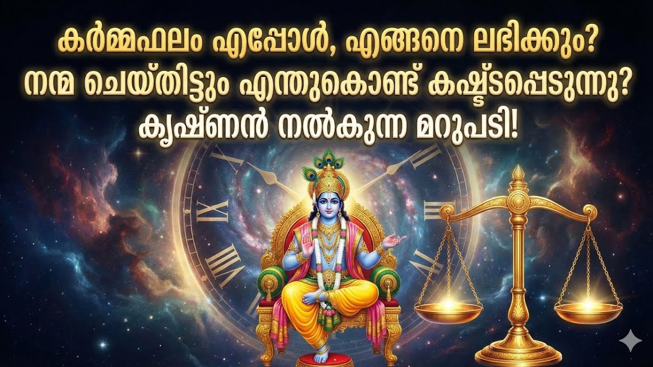കർമ്മഫലം എപ്പോൾ, എങ്ങനെ ലഭിക്കും? കൃഷ്ണൻ നൽകുന്ന മറുപടി! | Karma Phalam Explained| Bhagavathgita 