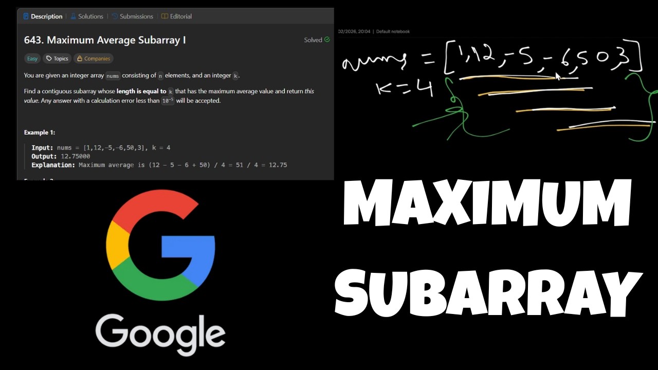 LeetCode 643 - Maximum Average Subarray | From Brute Force to Sliding Window