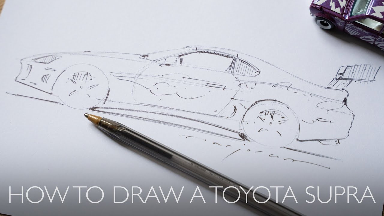 Как нарисовать Toyota Supra из фильма «Форсаж» всего за 10 минут. Простые инструкции.