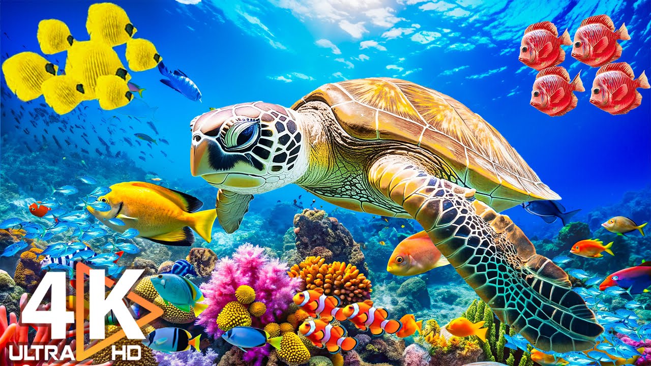 4K Ocean Dreams - Красочные коралловые рыбы и медузы - Успокаивающая музыка для медитации #4