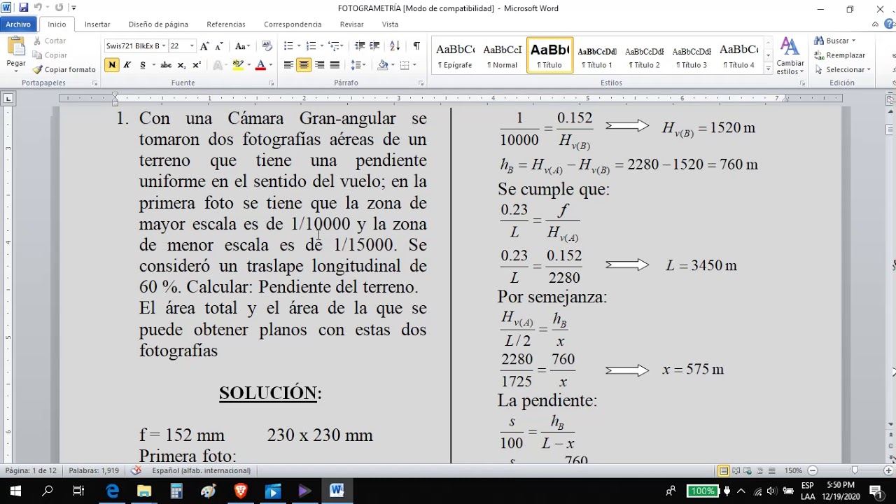 EJEMPLO DE CLASE DE FOTOGRAMETRIA