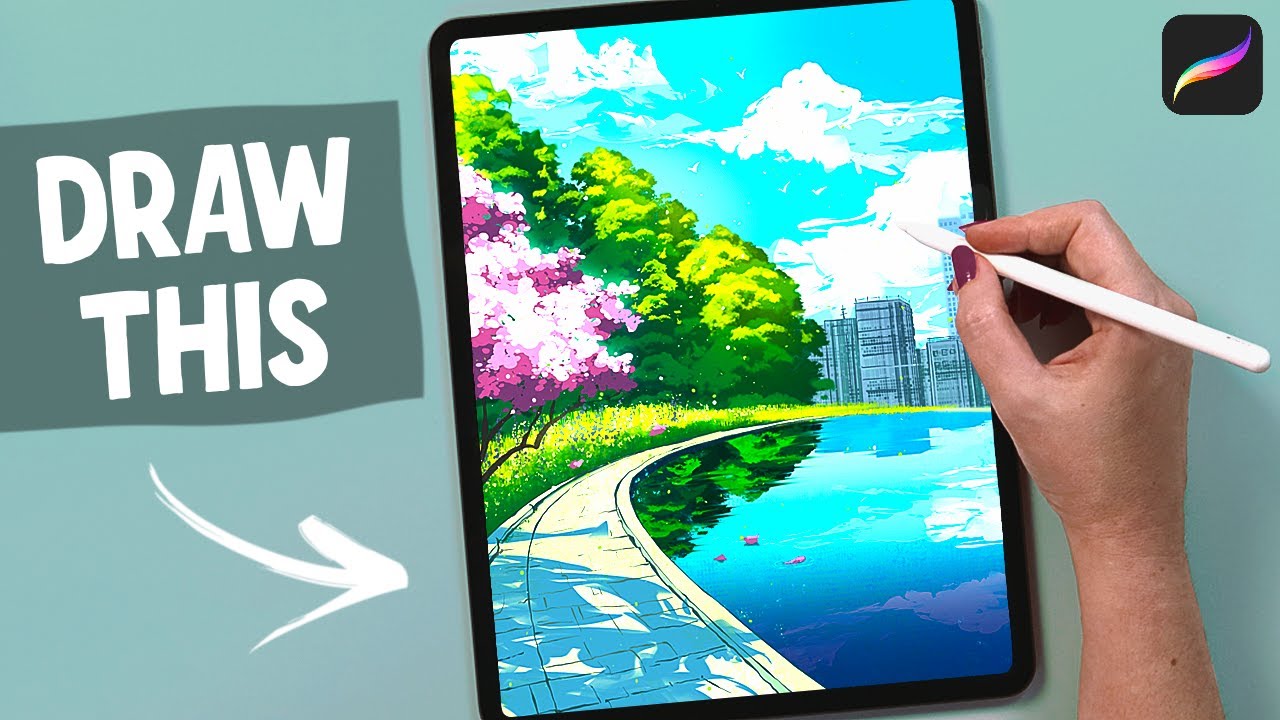 Drawing a Urban Park - Procreate Landscape Tutorial