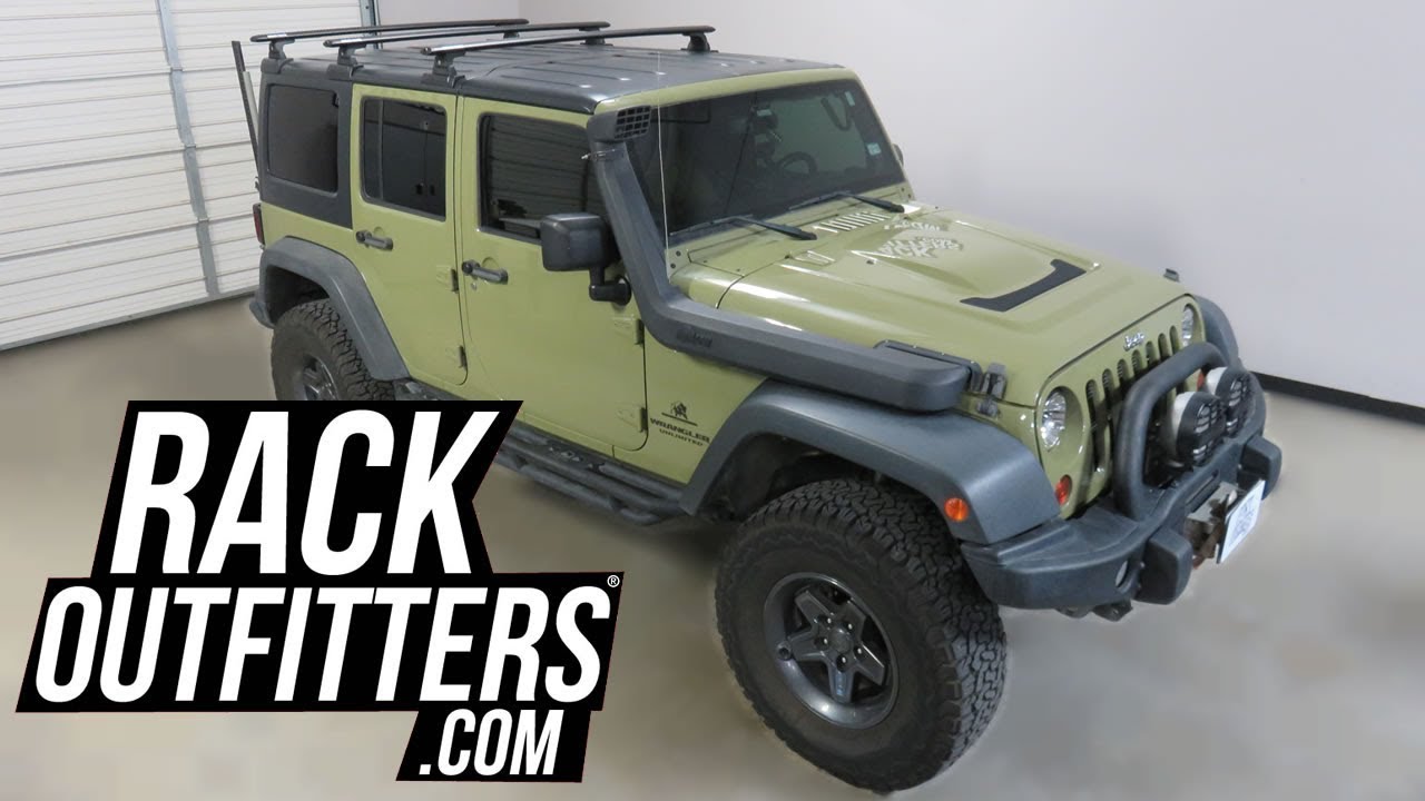 Jeep Wrangler JK 4 Door with Rhino-Rack JA6390 Vortex 3 Bar Backbone Roof Rack