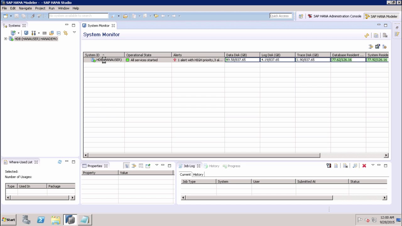 HANA Administration - System Monitor