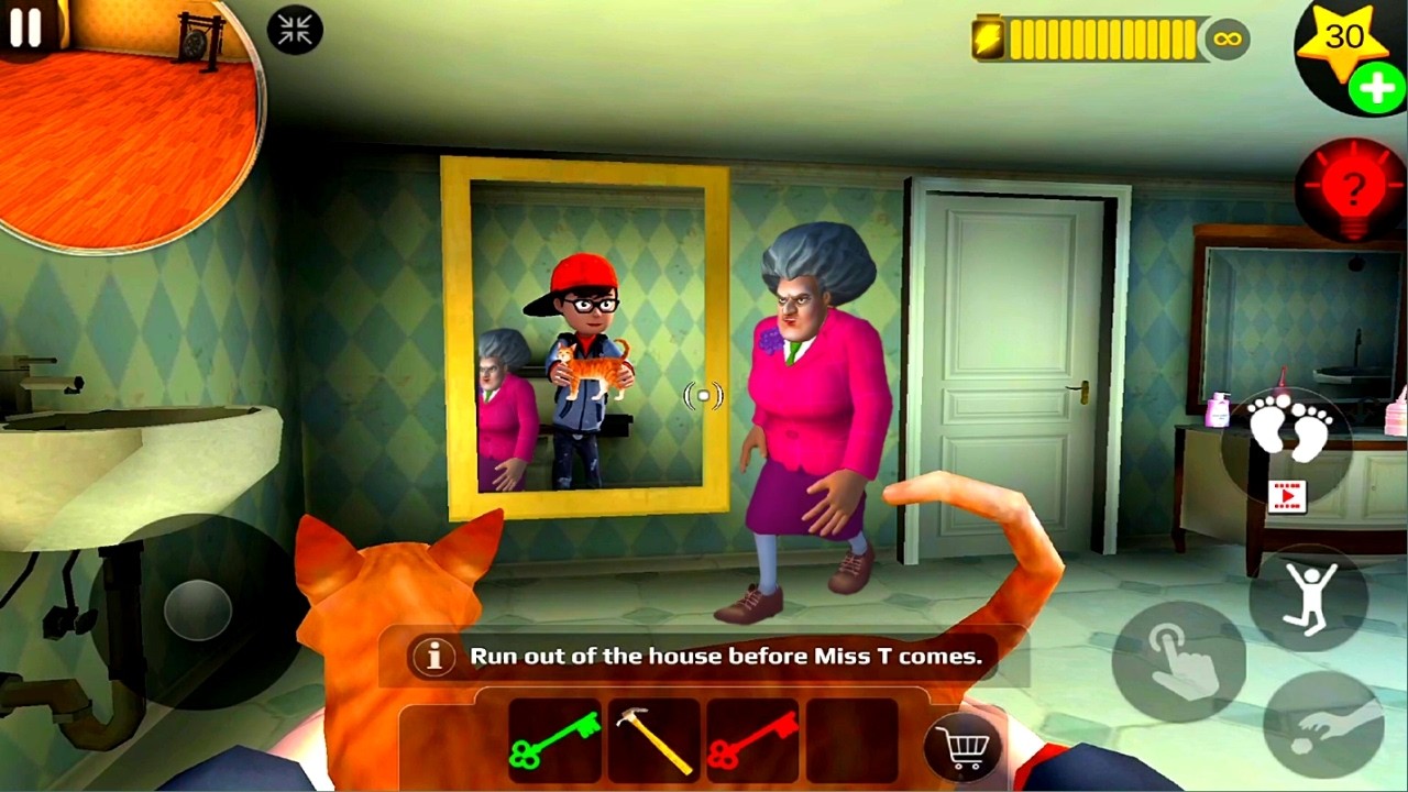 Scary Teacher 3D: Mirror Reflection ONLY! The Invisible Cat Heist