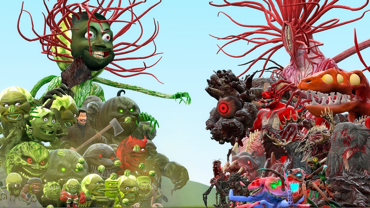 ALL LIN GANG MELON FAMILY VS INFECTED ZOOCHOSIS ANIMALS (Garry's Mod)