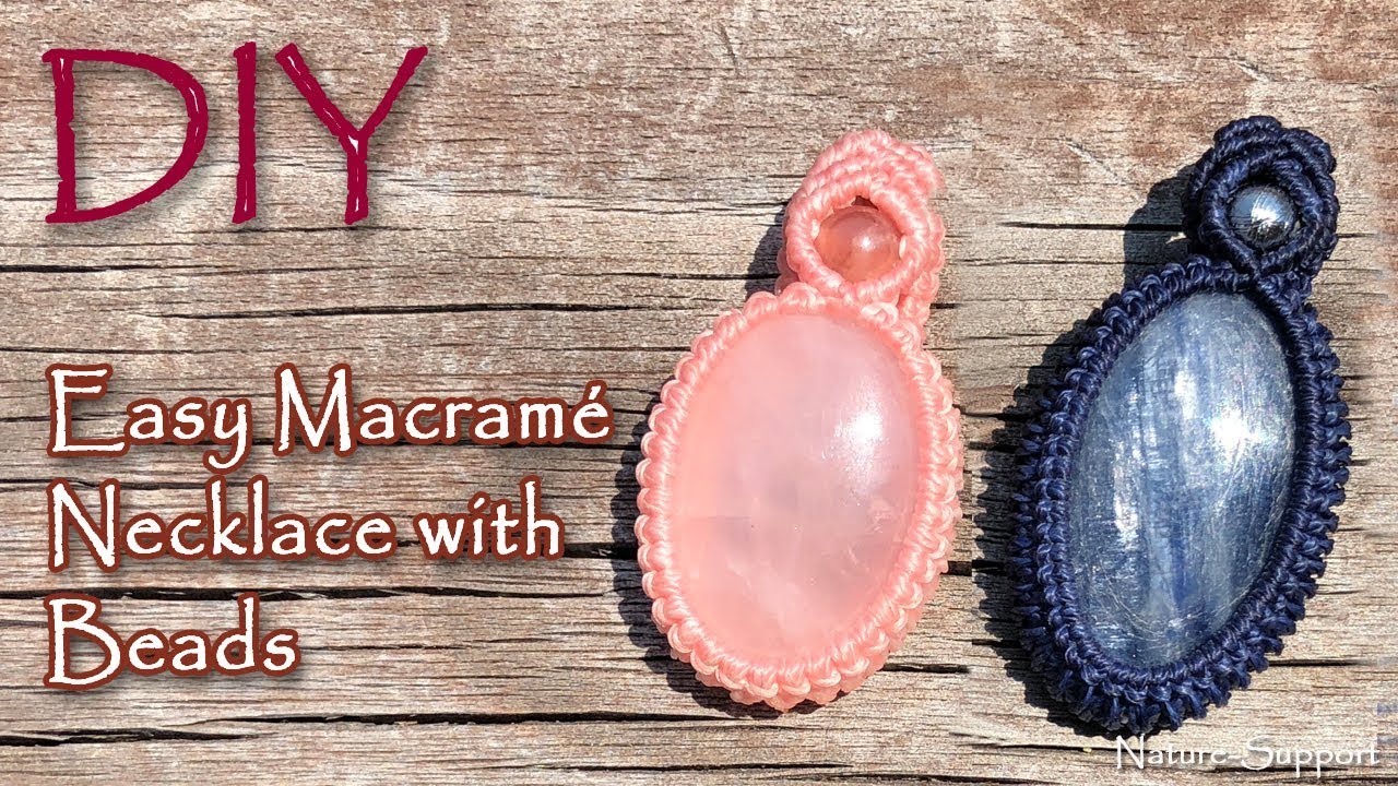 DIY Easy Macramé Necklace with Beads 【マクラメ動画】