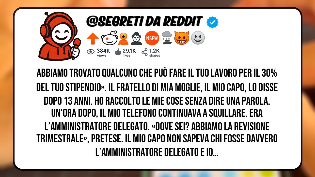 Il fratello di mia moglie mi ha licenziato dopo 13 anni dicendo di aver trovato qualcuno di migliore