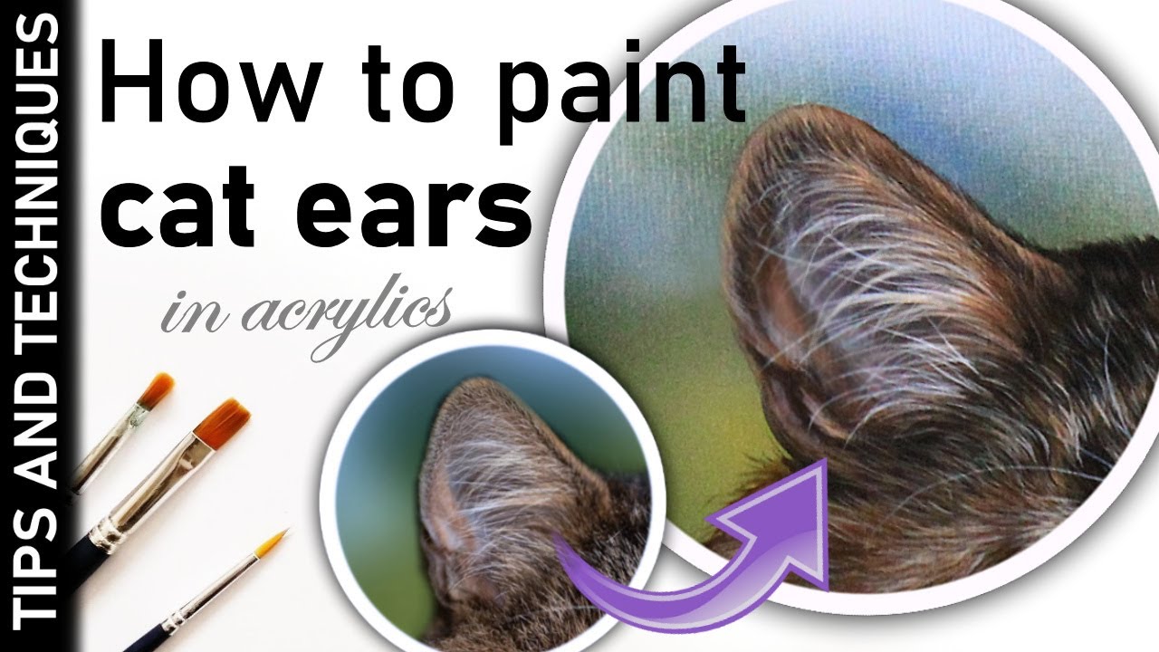 How to paint a cat ears | Painting fur in acrylics